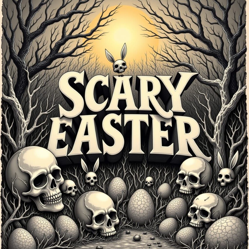 Gothic Easter Horror Comic in Pencil Sketch Style