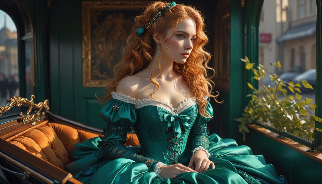 Elegant Countess Departs London in a Regal Carriage