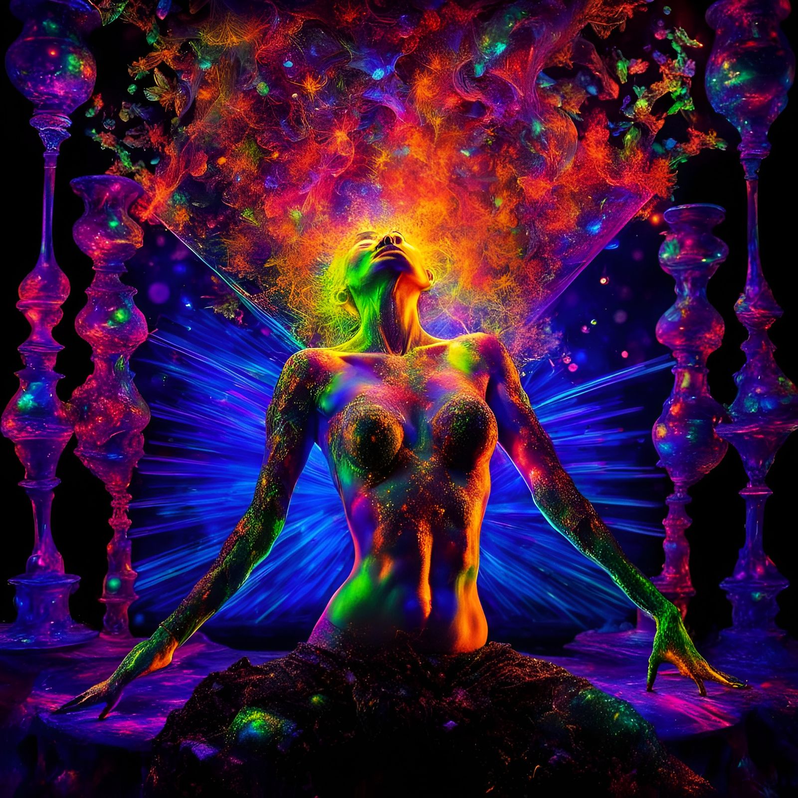 Blacklight Garden of Exploding Glass