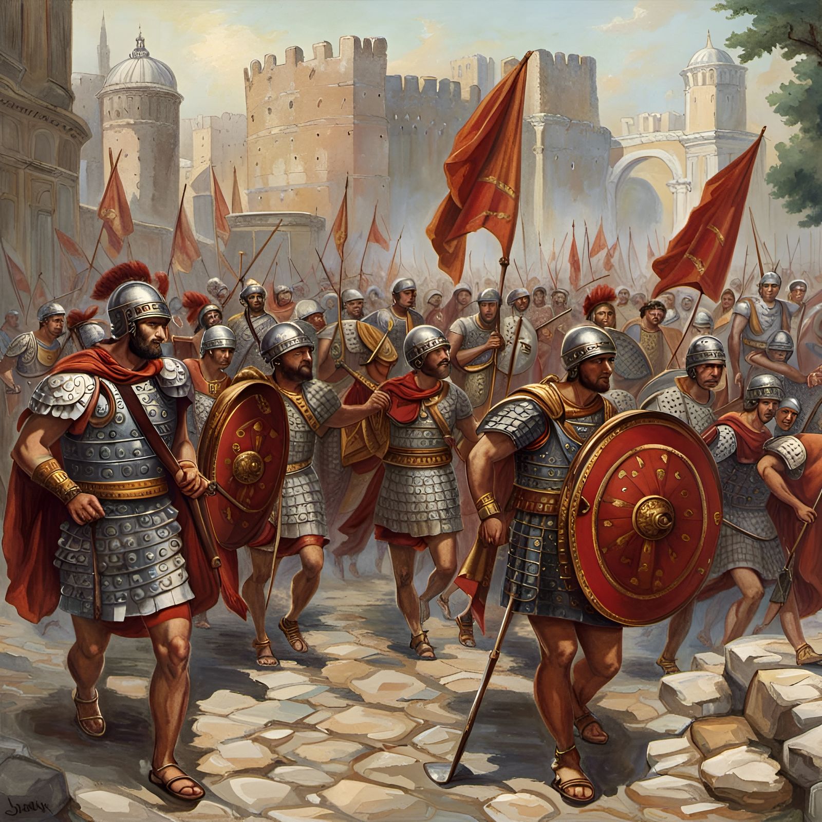 Roman Centurions Marching in Constantinople