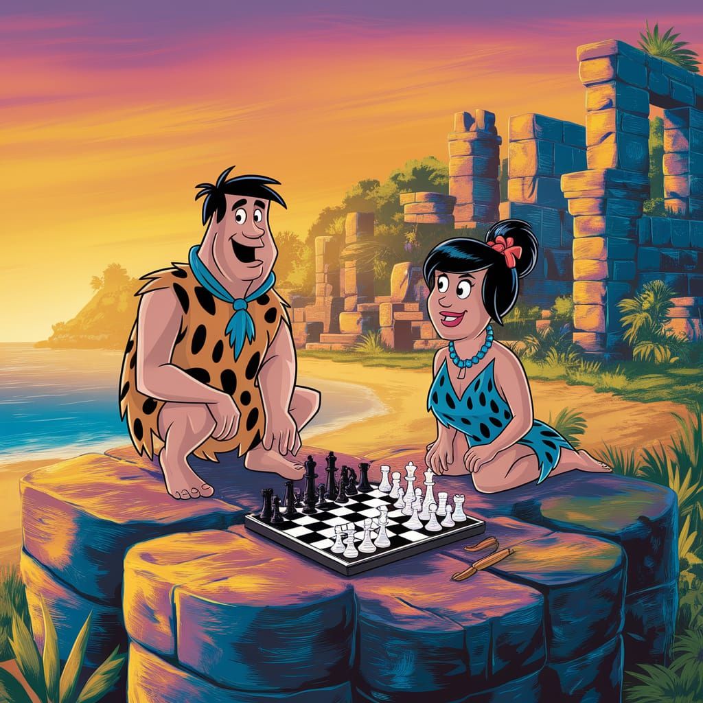 Fred and Wilma playing chess