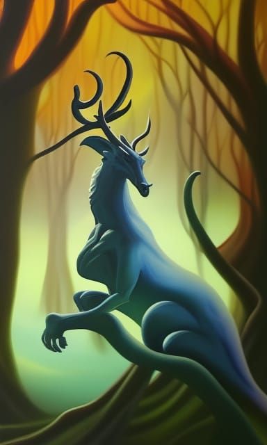 Surreal Magical Creature Oil Painting