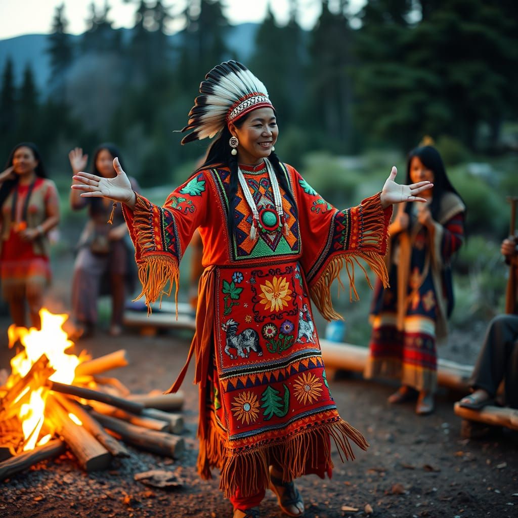 Native American Jingle Dress Dance, Indigenous Art Style
