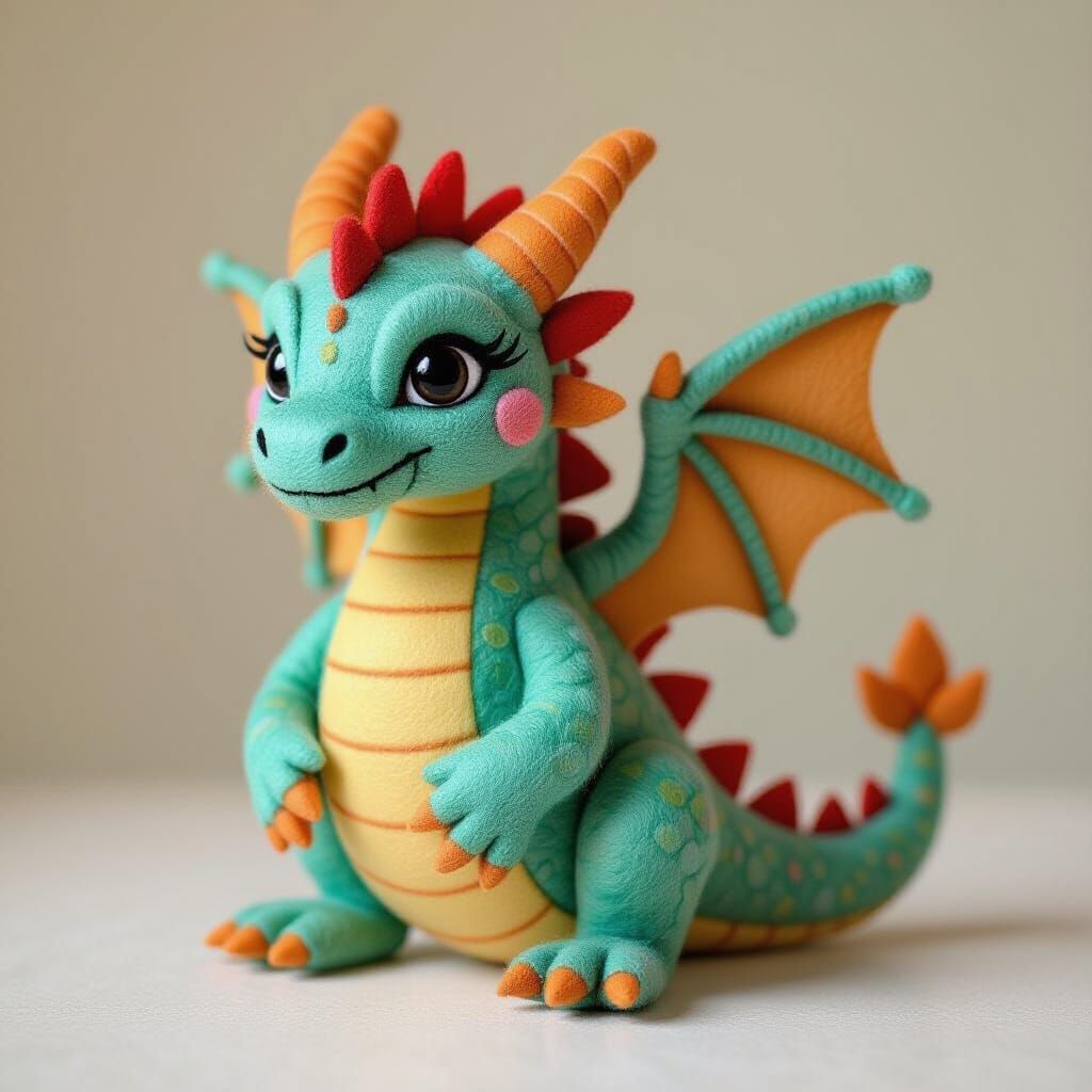 Felt Dragon in Storybook Style