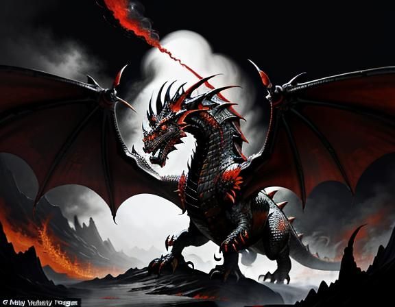 Fiery Dragon in Dynamic Fantasy Art Style