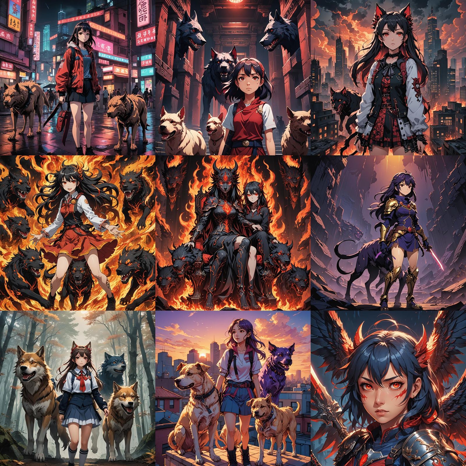 Anime Cerberus Girl in Cel-Shaded Manga Style