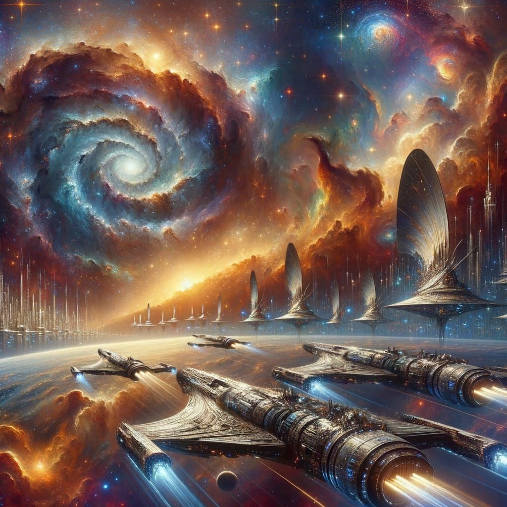 Sleek Spaceships Sail Through the Cosmic Galaxy