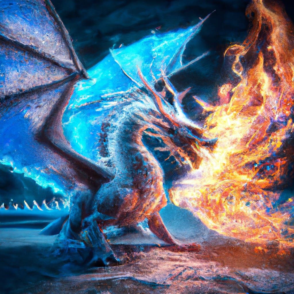 Ice and Fire Dragon in Astral Illustration