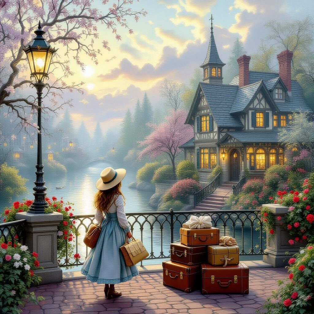 Ethereal Fantasy Scene of Packing Luggage