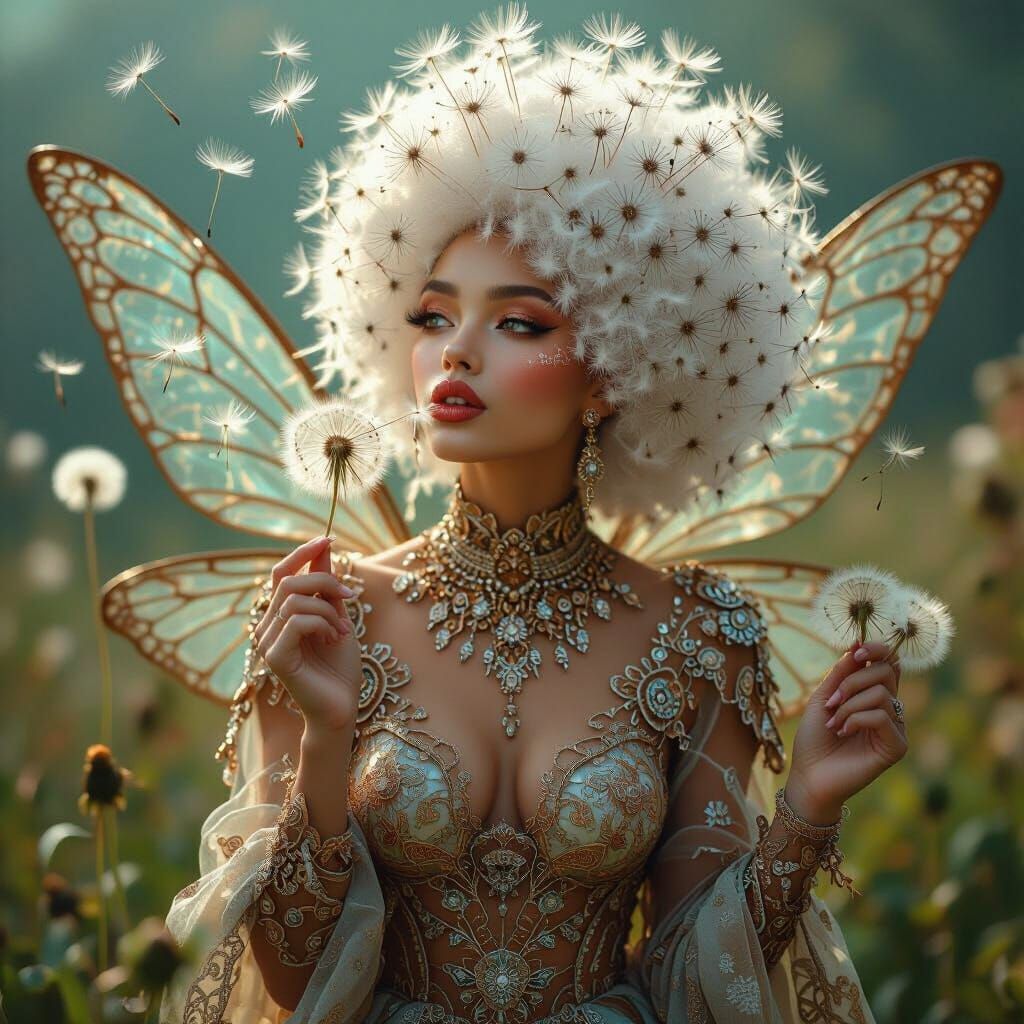 Dandelion Fairy in Fantasy Landscape