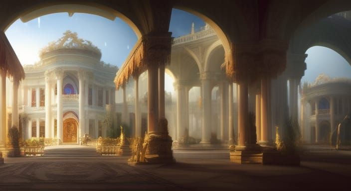 Magical Bookstore in Modern Mansion, Fantasy Concept Art