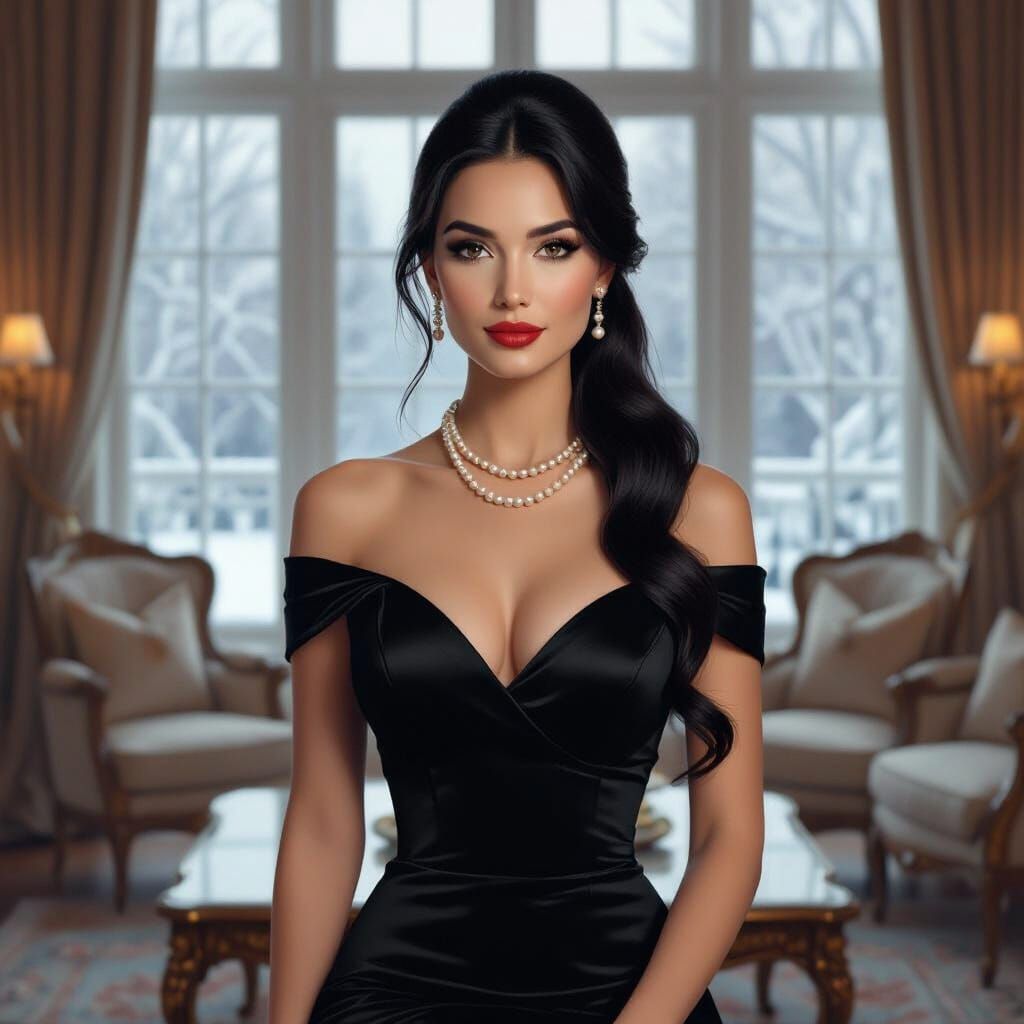 Elegant Woman in Luxurious Room: Hyperrealistic Portrait