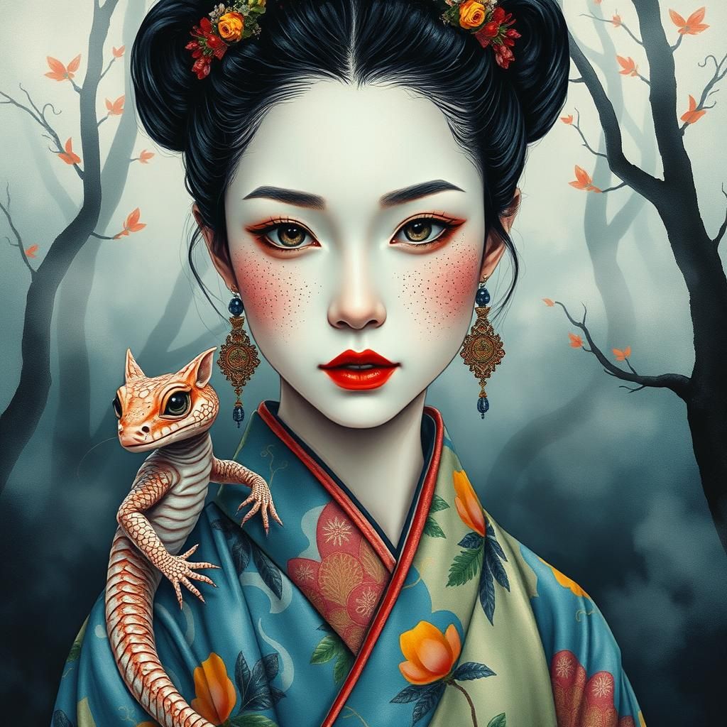 Girl with salamander