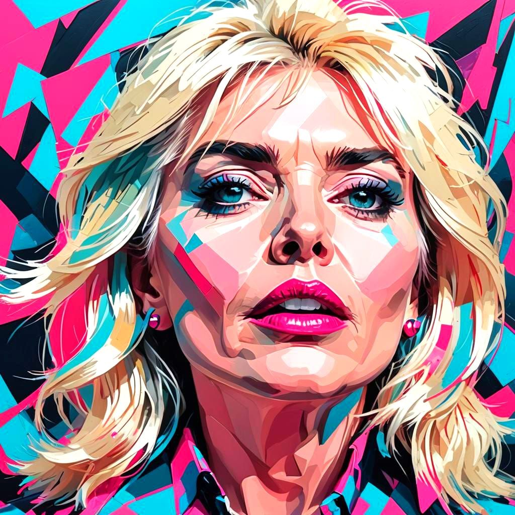 Colorful Cubist Portrait in Art Deco Style