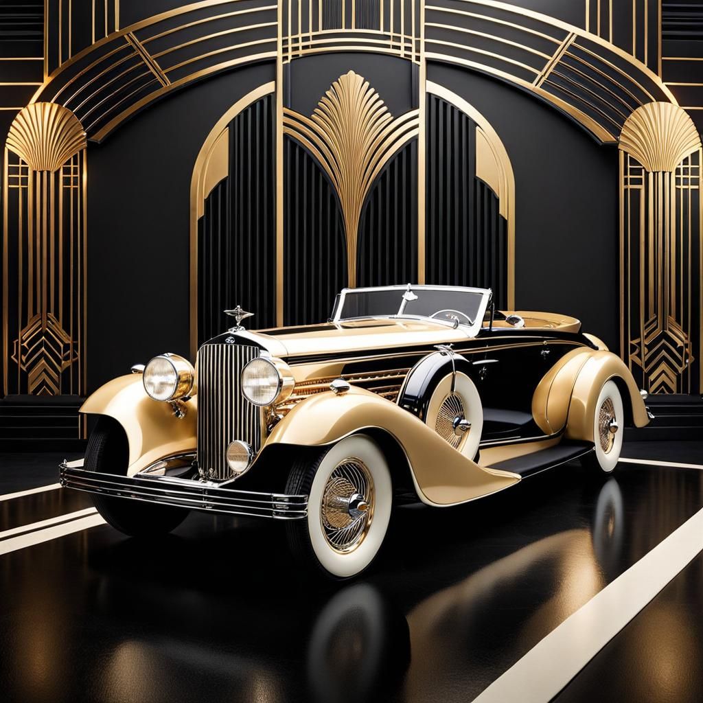Art Deco Car Display with Geometric Design