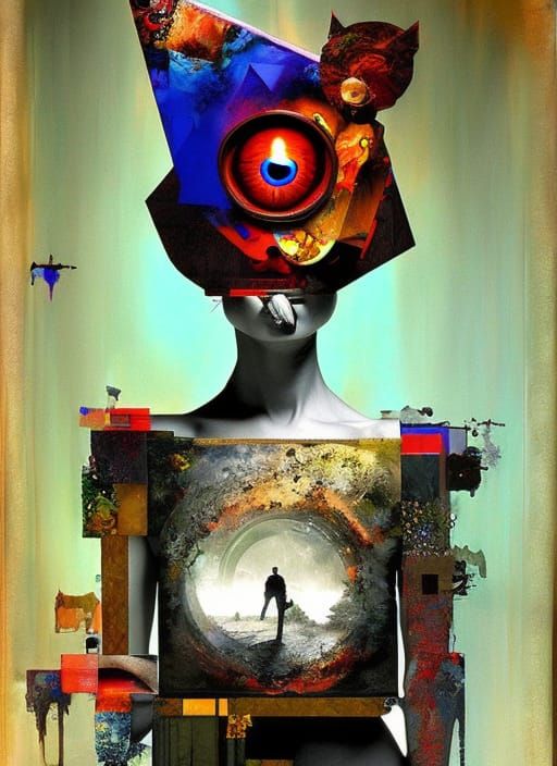 Dark Memento Mori Collage in Abstract Surrealism