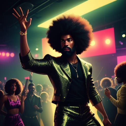 Retro Disco Dancer in 1978 Nightclub