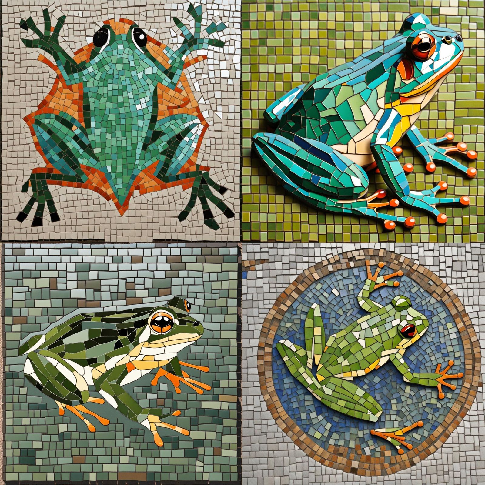 Colorful Frog Mosaic Art