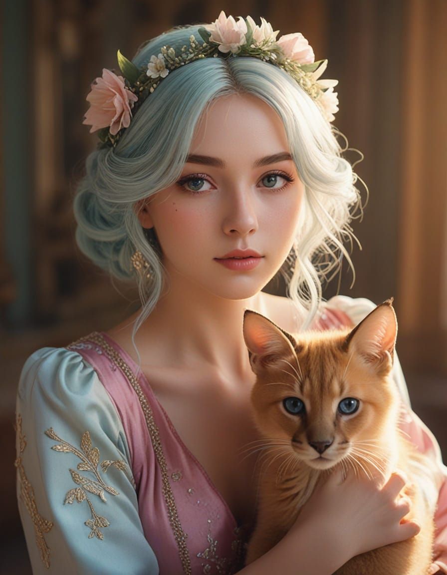 Ethereal Anime Girl Portrait in Palace