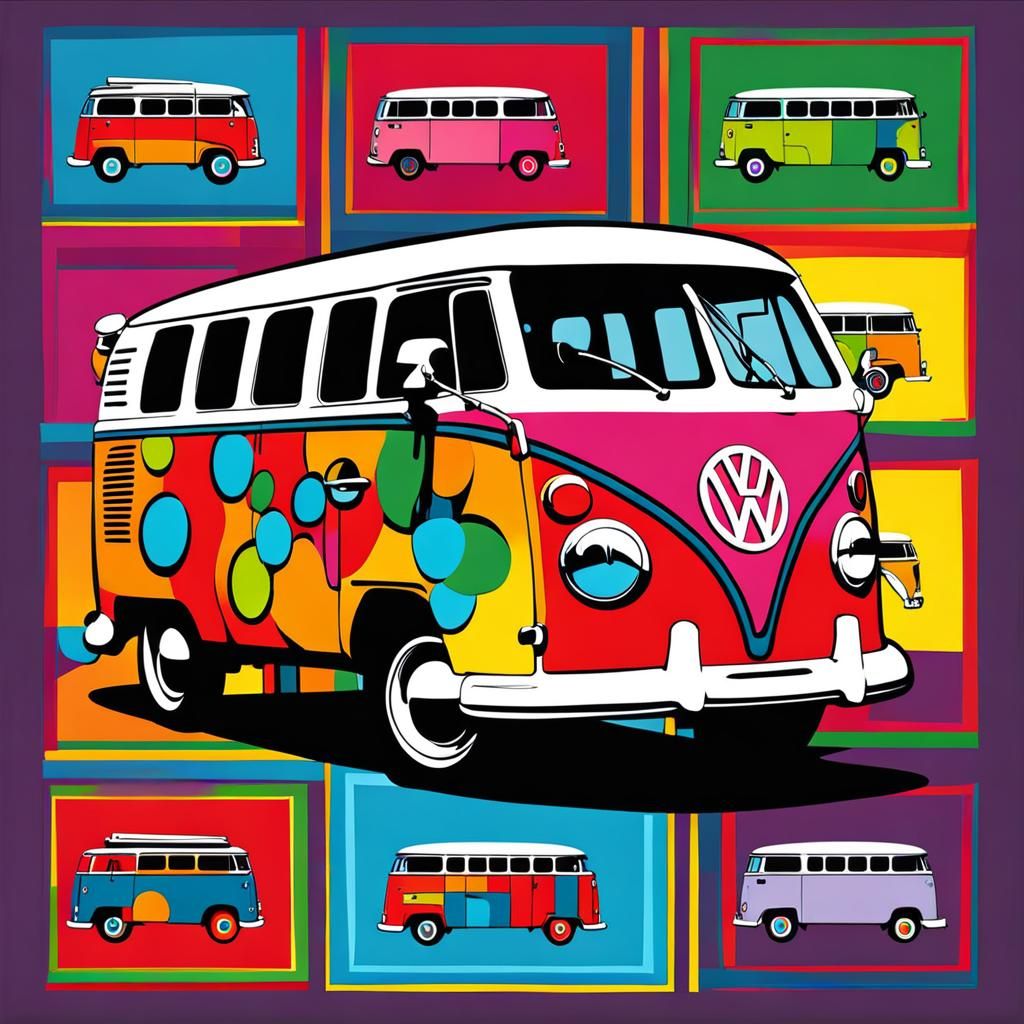 1960's VW bus pop art style