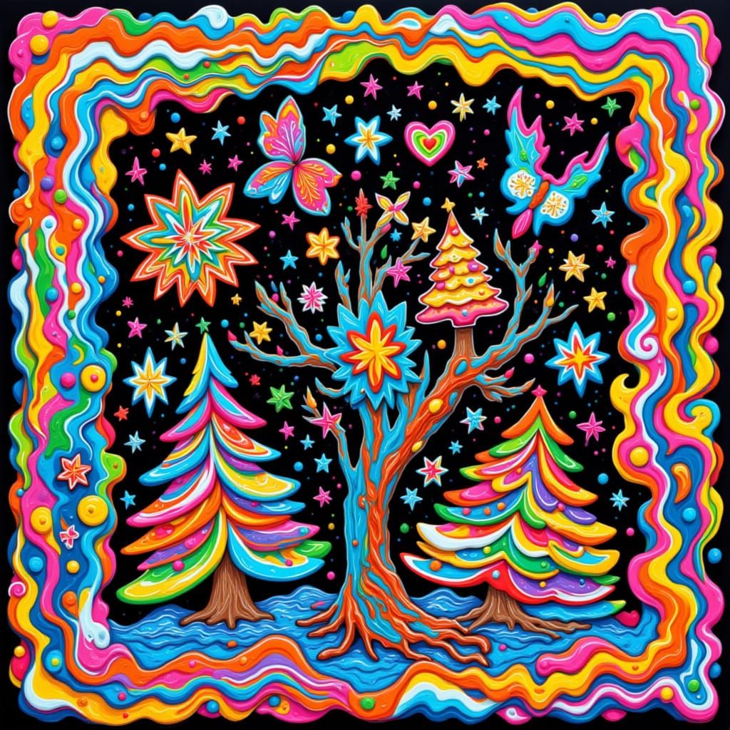 Festive Christmas Cookies in Modern Art Glow Style