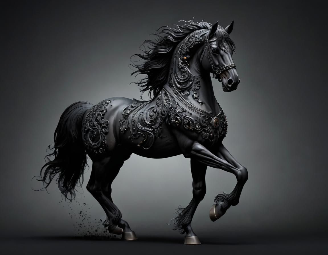 Elegant Radish Horse with Black Background