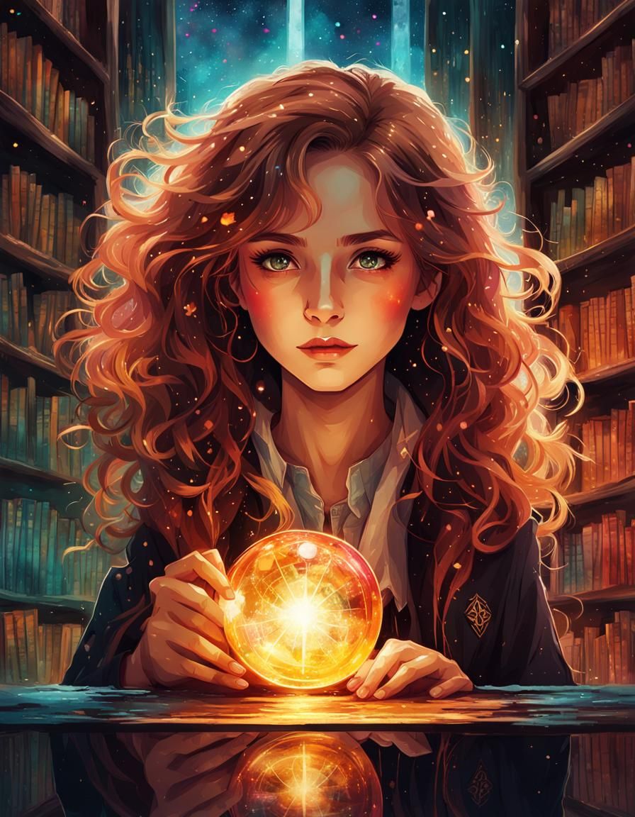 Anime Hermione Granger Goddess in Watercolor Style