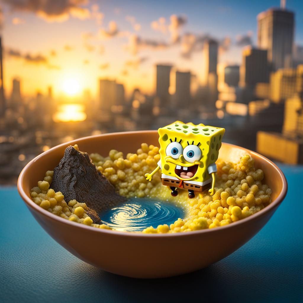 Miniature Spongebob's Post-Apocalyptic Emergence, Ultrareali...