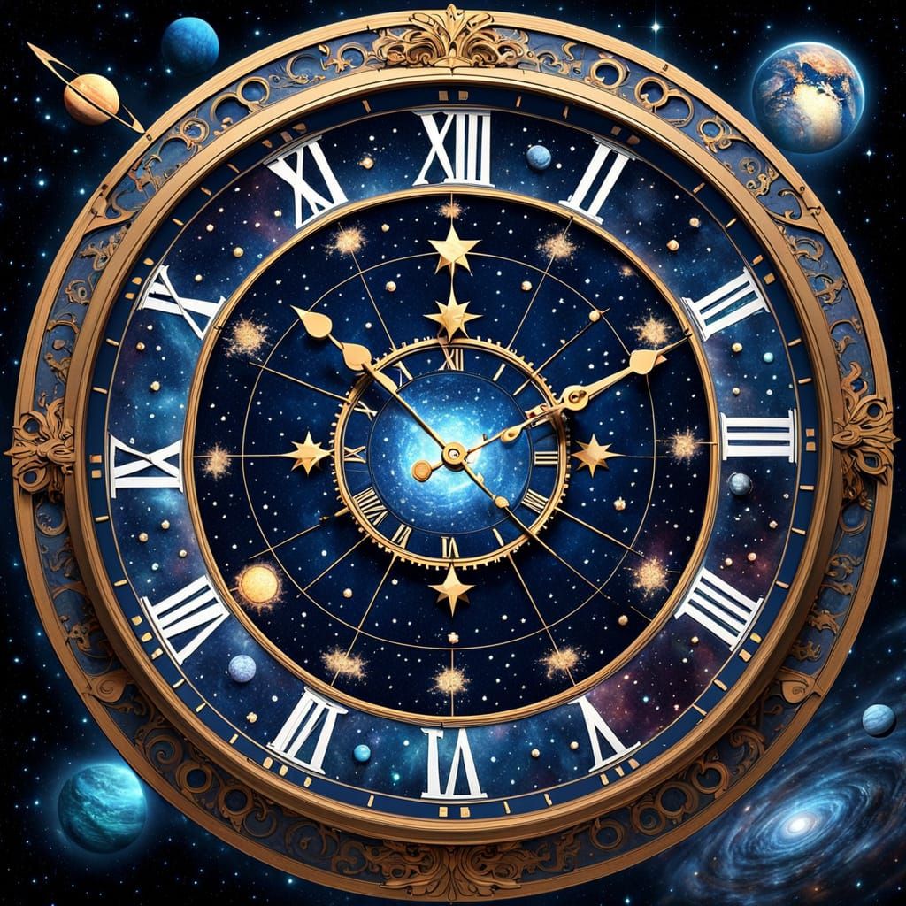 Cosmic Clock: Ornate Space-Themed Timepiece