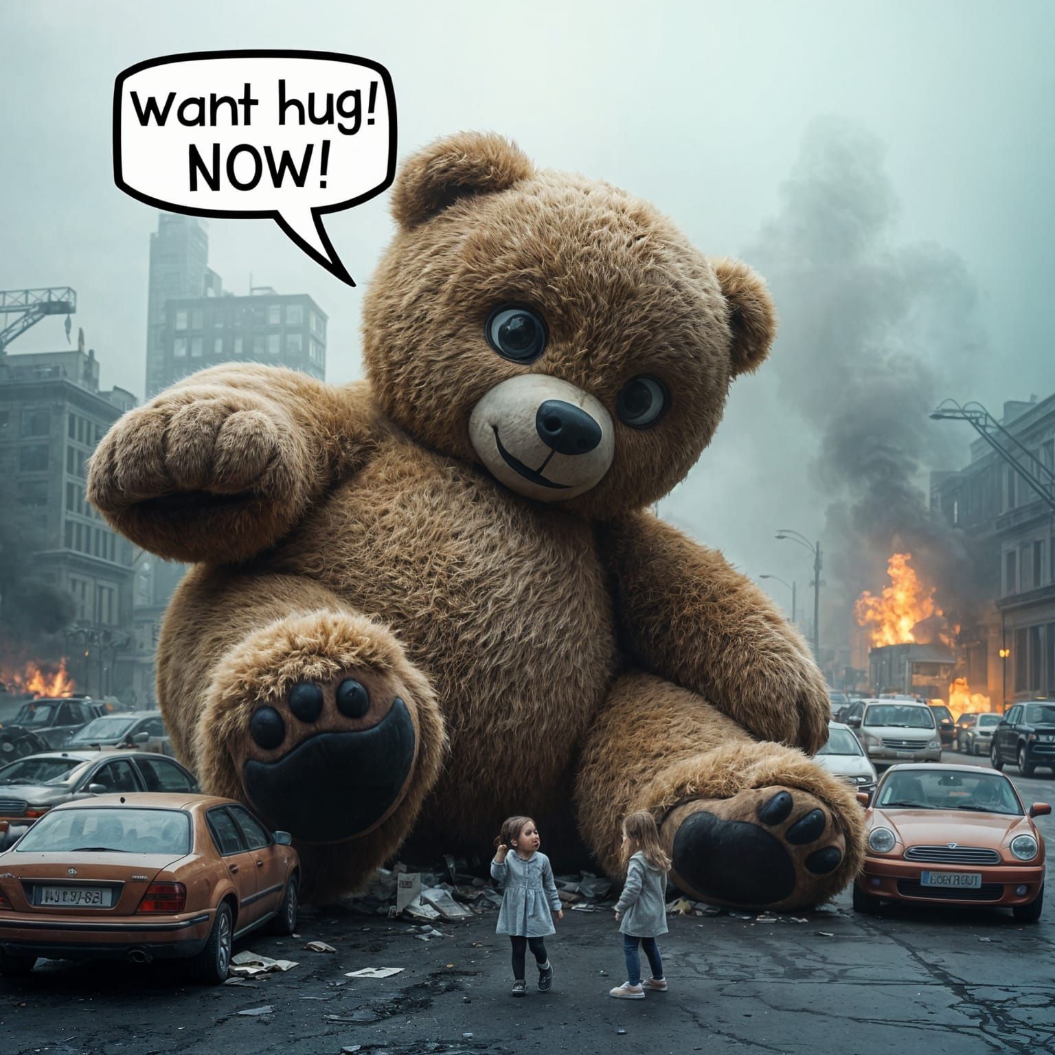 Apocalyptic Teddy Bear Demands a Hug