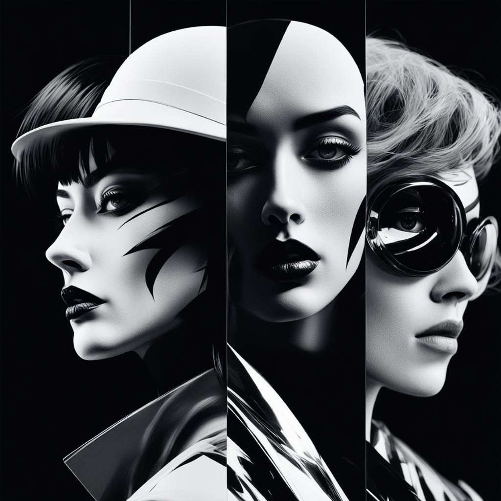 Sci-Fi Anime Portrait in Black and White