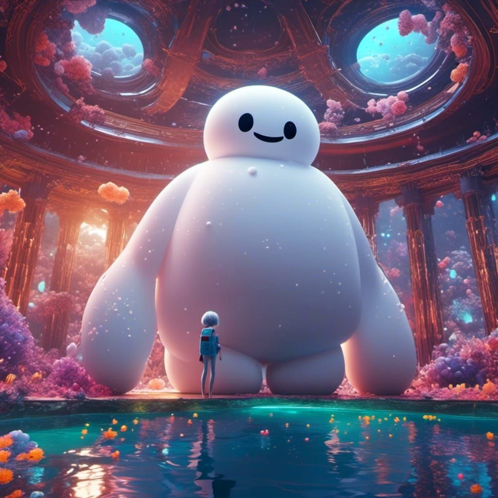 Underwater Baymax in Fantastical Matte Painting