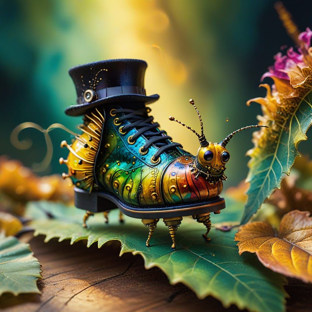 Dancing Caterpillar in Top Hat: Alcohol Ink Art