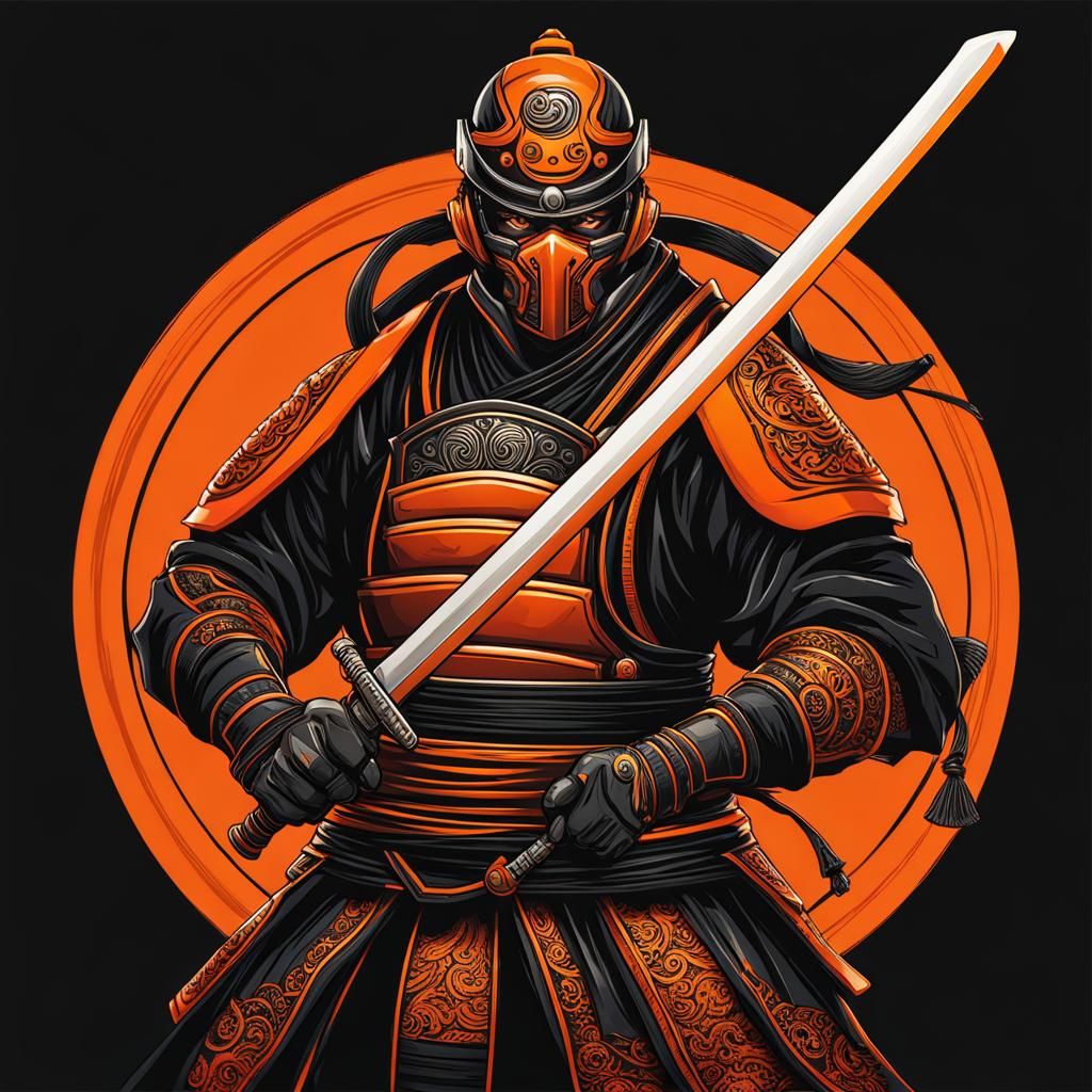 Cyborg Samurai Warrior with Katana