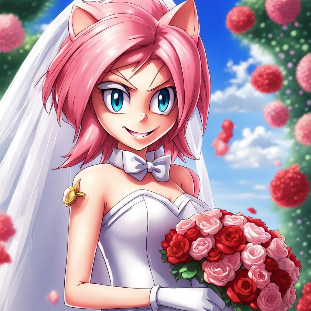 Amy Rose Wedding in Anime Style
