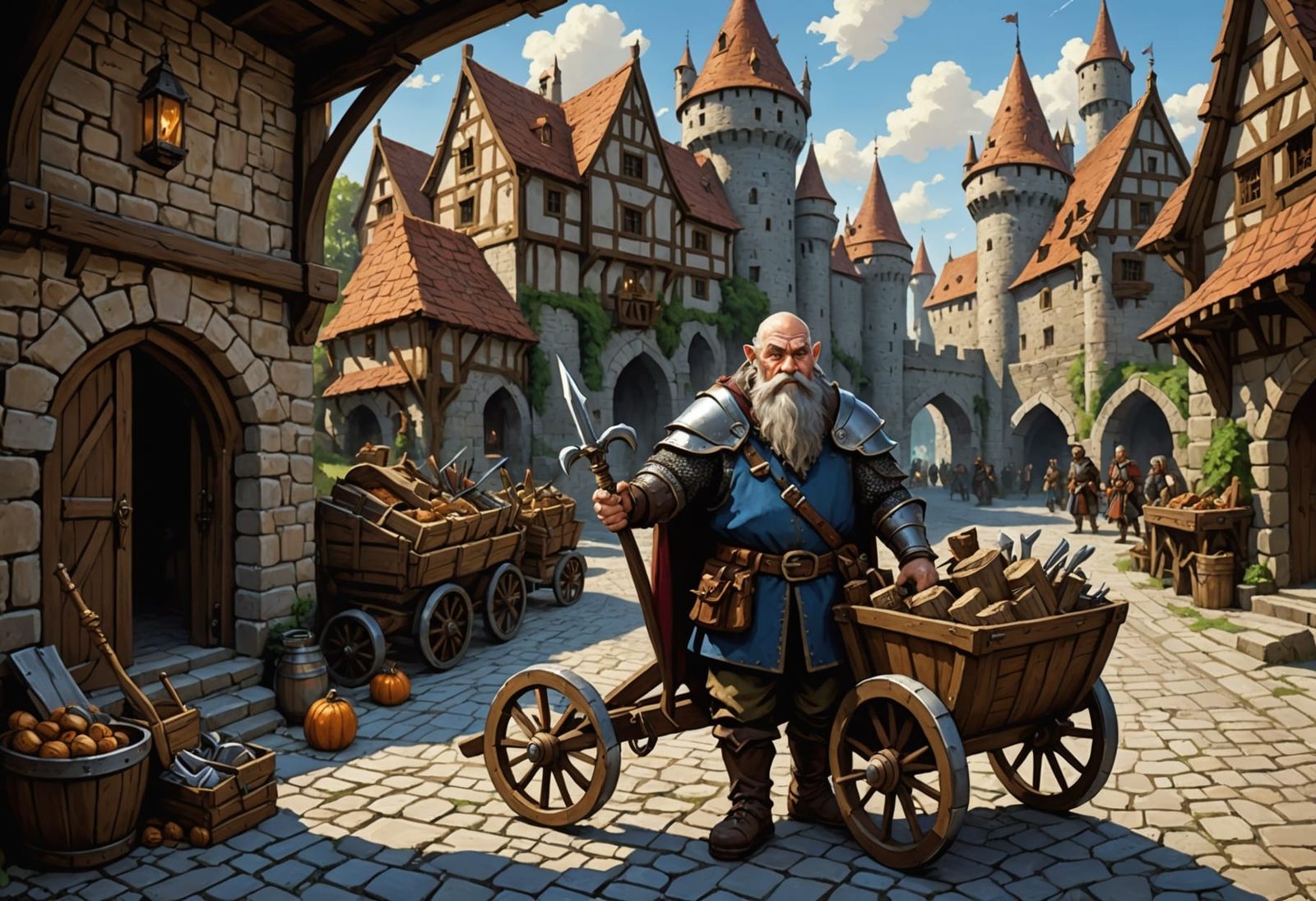 Medieval Dwarf Merchant in Dark Fantasy Style