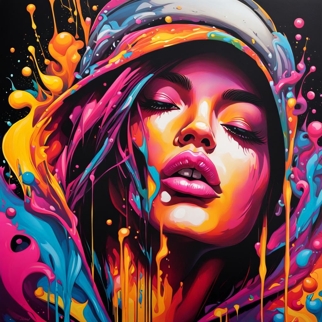 Graffiti Art of Very Hot Women in Splash Style