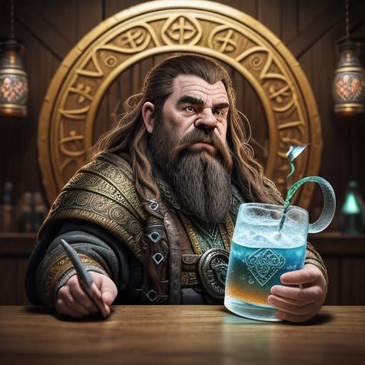 Dwarf Warrior in Tavern: Epic Digital Matte Painting