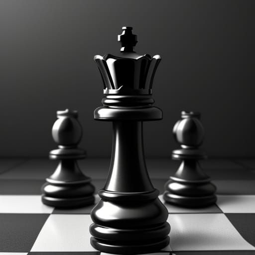 Hyper-Realistic Chess Pieces in Black and White