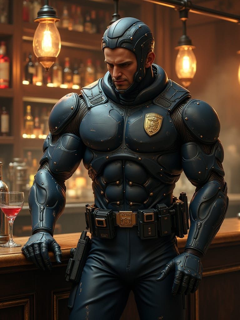 Cyborg Agent Prepares Drinks in Cyberpunk Bar