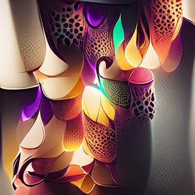 Colorful Mosaic Pattern with Vase and Burning Lamp