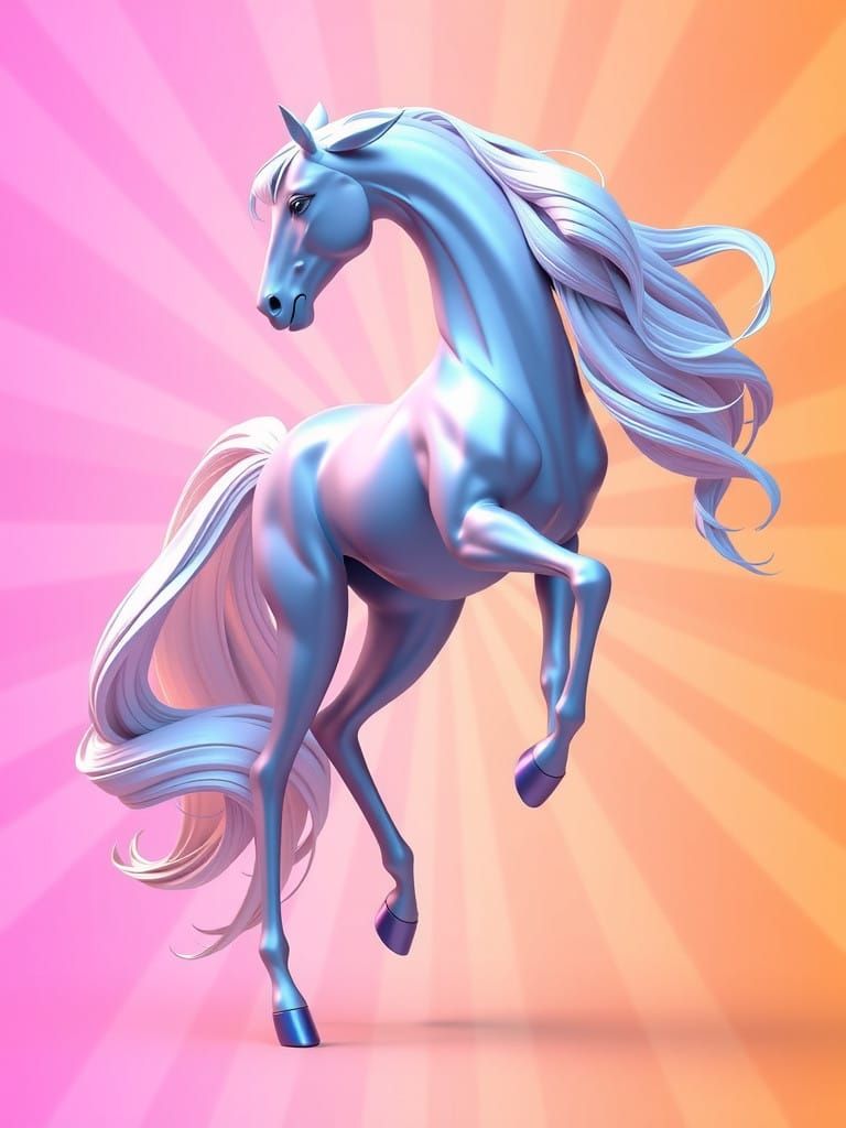 Ethereal Hourglass Horse Goddess in Vibrant Radiant Style