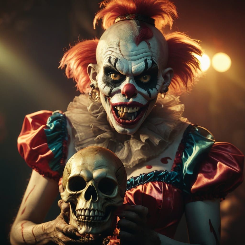 Zombie Monkey Clown Burlesque Dancer in Cinematic Style