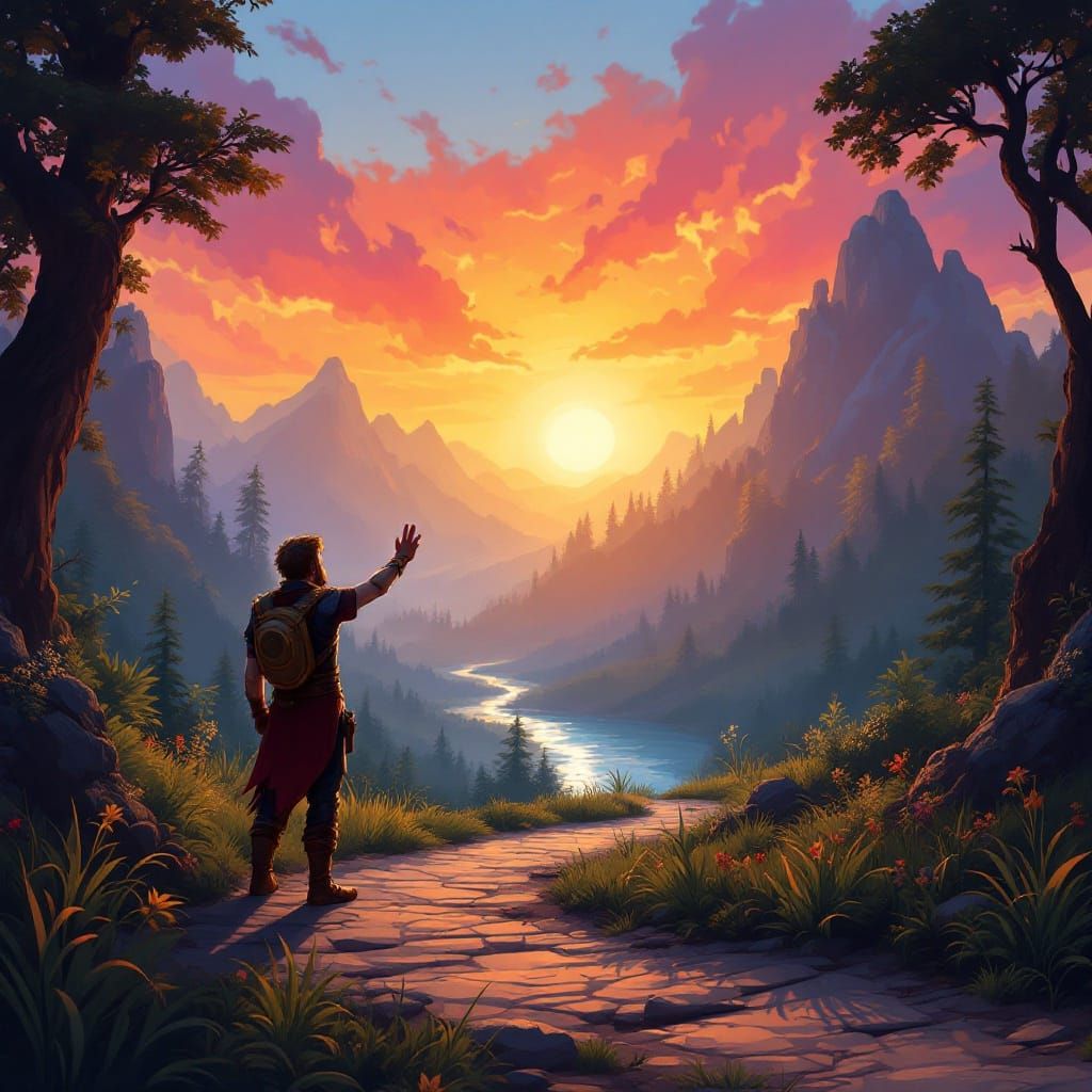 Vibrant Sunset Paladin Bids Farewell