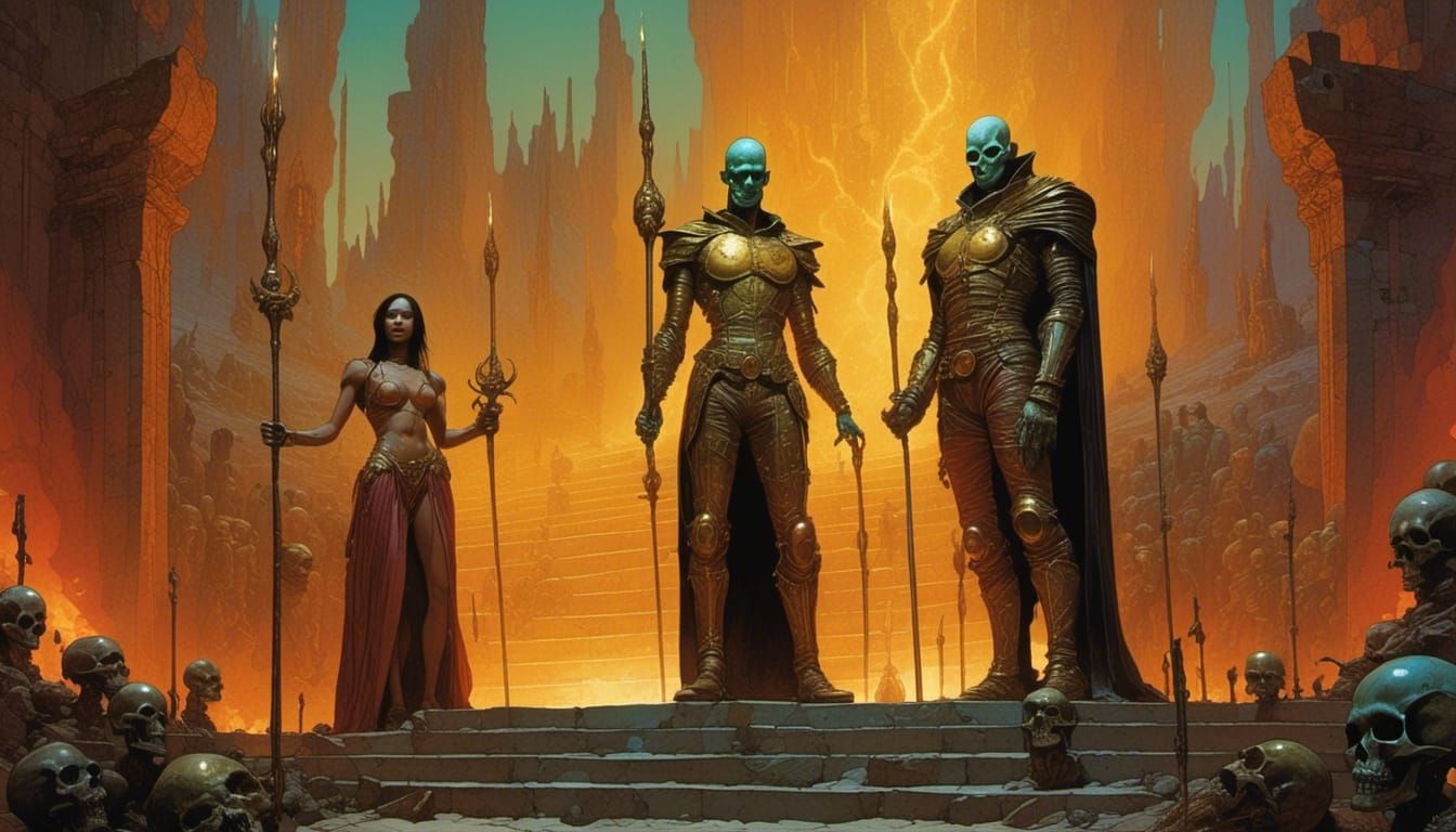 Dark Sorcerer at Altar in Gritty Fantasy Art