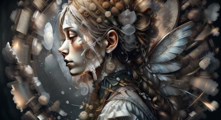 Sad Fairy Bride in Moonlight: Surrealist Portrait