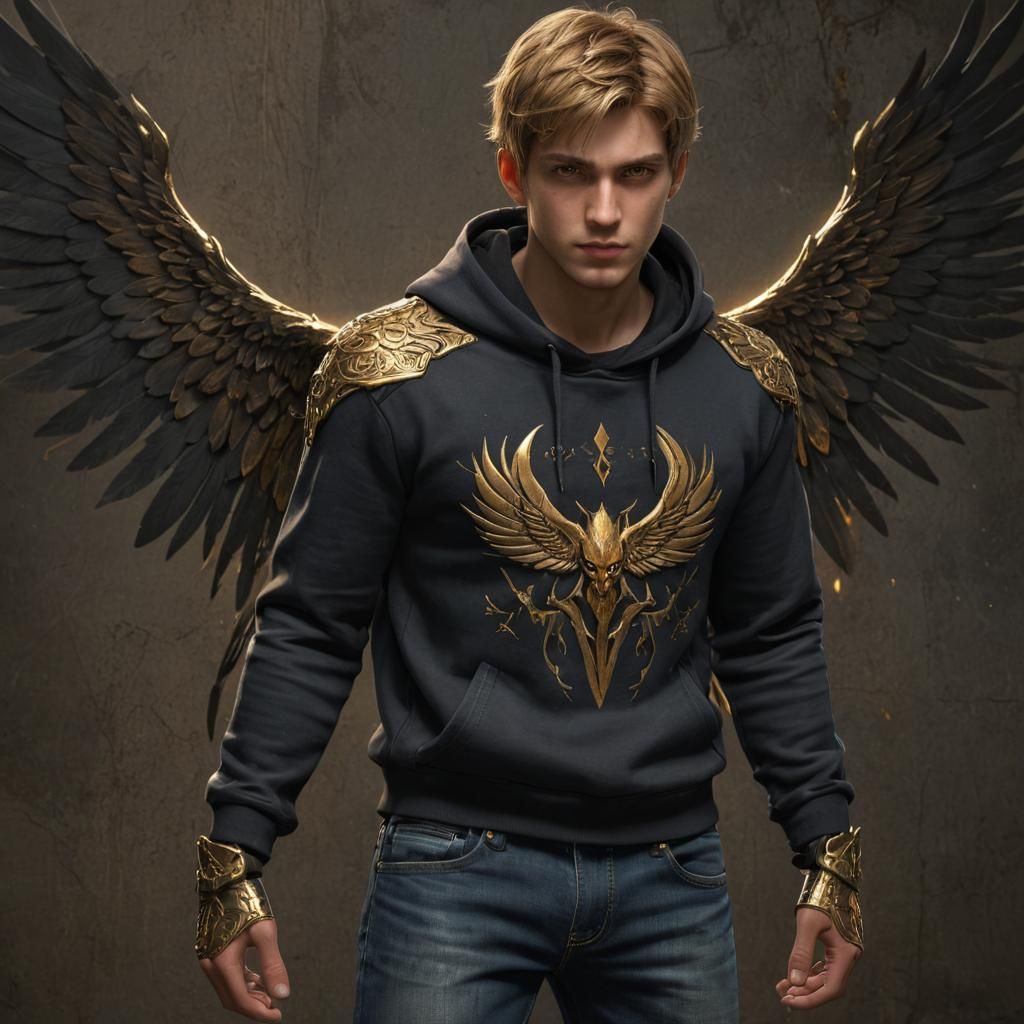 Anime Angel Portrait with Glowing Sigils in 3D