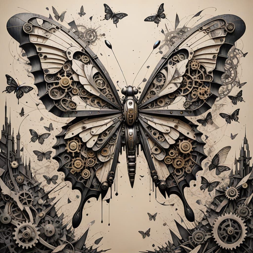 Mechanical Butterfly Emerges From Giant Pencil, Clockwork Wi...