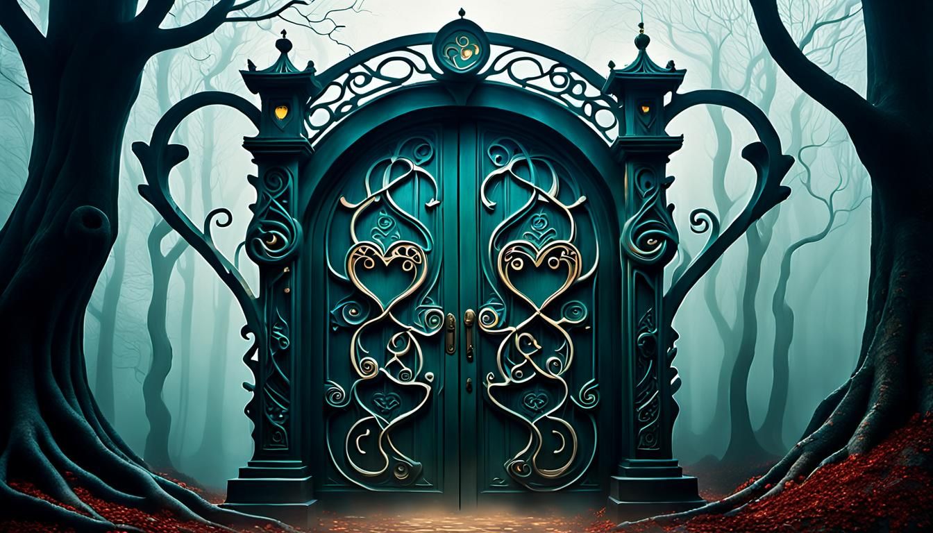Surreal Intertwined Hearts by Ancient Door