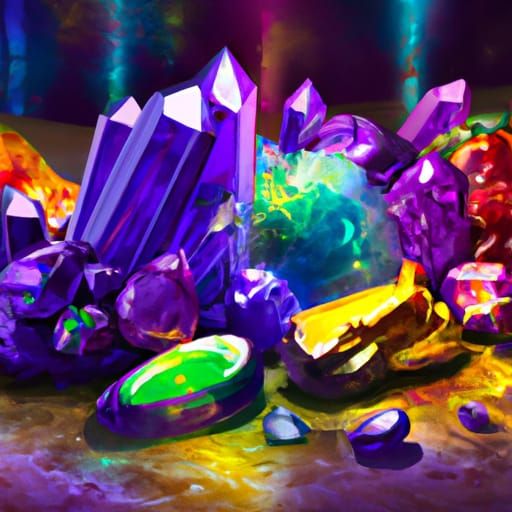 Illuminated Crystal Cluster in Digital Matte Painting